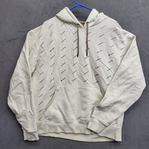 Champion Hoodie Sweatshirt Men's‎  Size XL Cream Color All Over Print - Picture 1 of 9